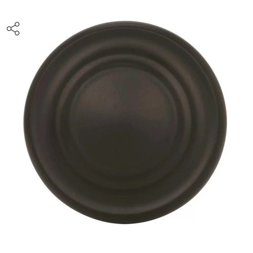 New Set of 10 Flat Black Door or Drawer Round Knobs Hardware